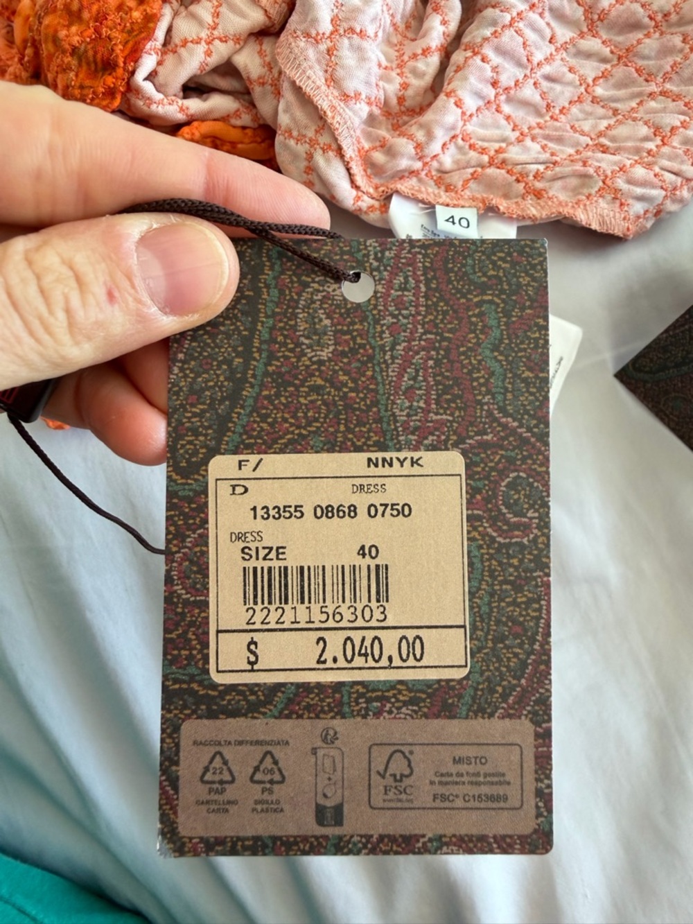 ETRO Milano Orange “Abito Kara” Textured Knit Mini Dress – IT 40 (US 4 / S) - Picture 7 of 9